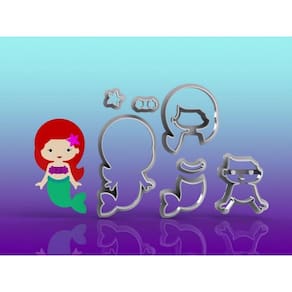 Cortador Pequena Sereia Ariel Cute Modular Mod 2 Tamanho 6cm