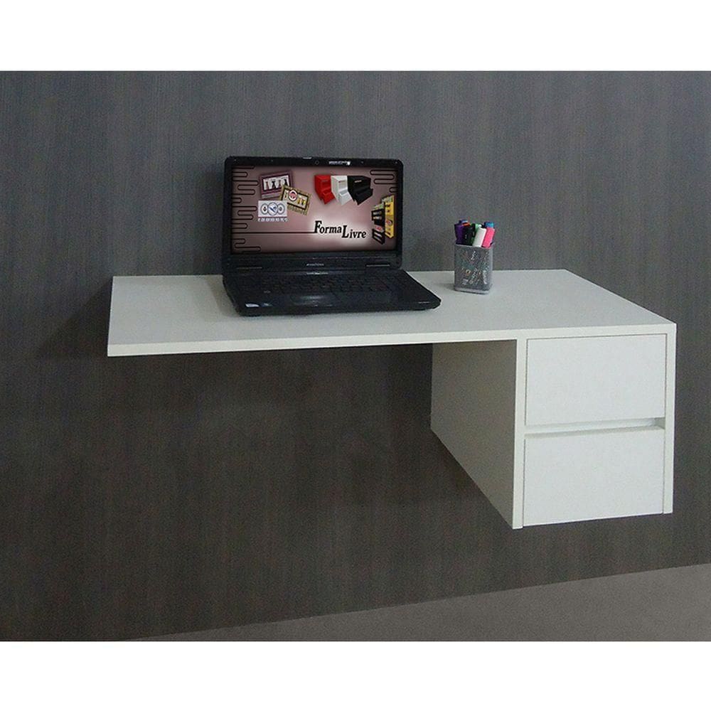Escrivaninha Suspensa Mesa Para Computador Ou Notebook Escritório Branco