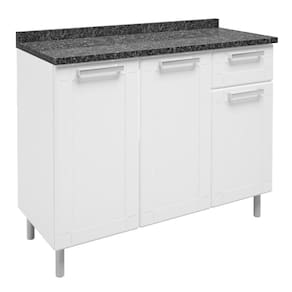 Balcão De Cozinha 100% Aço 105Cm Com Tampo 3 Portas 1 Gaveta 6112 Múltipla Branco