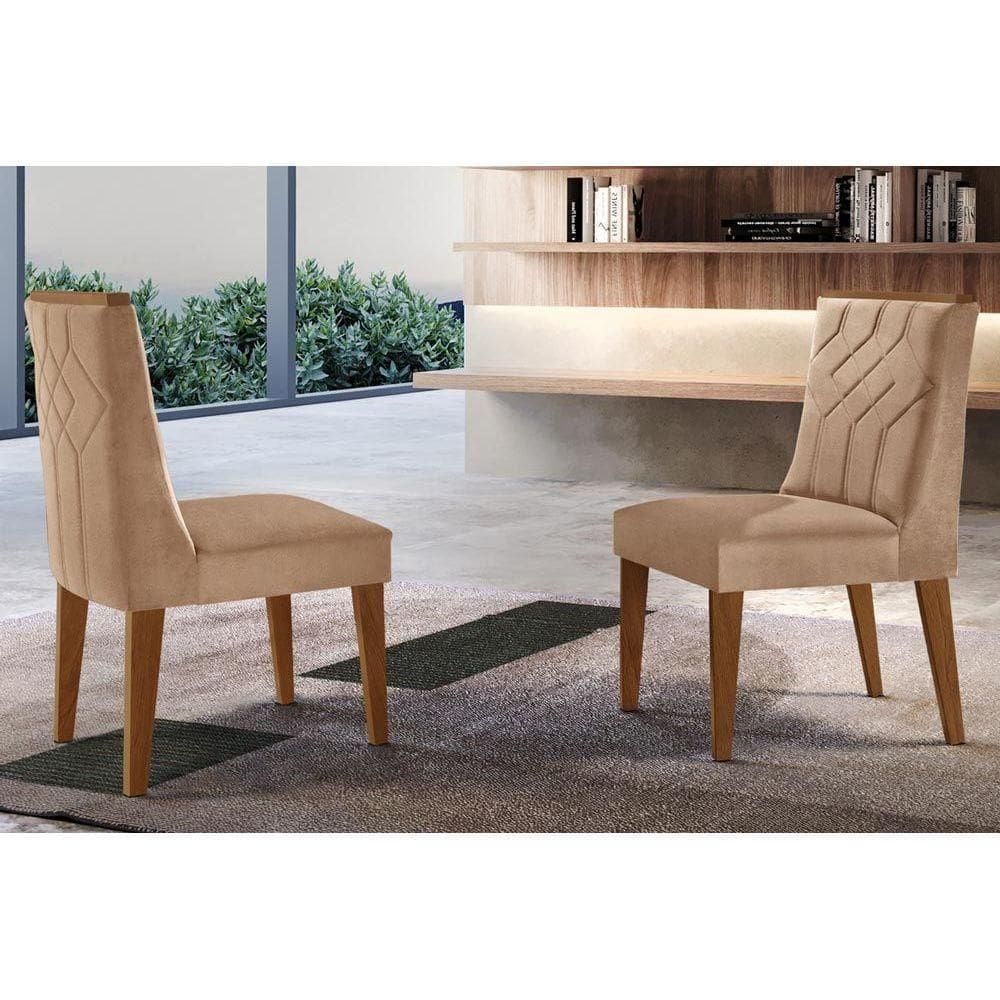 Cadeira Sala De Jantar Nevada Kit 2 Un Mdf Imbuia/linho Bouclê Creme