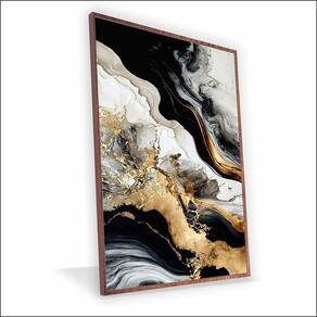 Quadro Marmorizado Chique Canvas Com Vidro Tamanho-moldura 70x50 Caixa Cor Madeira