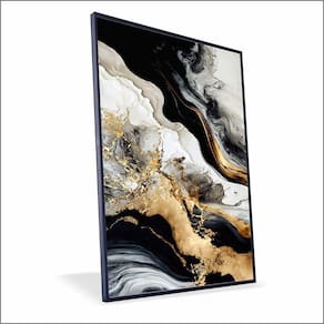 Quadro Marmorizado Chique Canvas Com Vidro Tamanho-moldura 70x50 Caixa Cor Preta