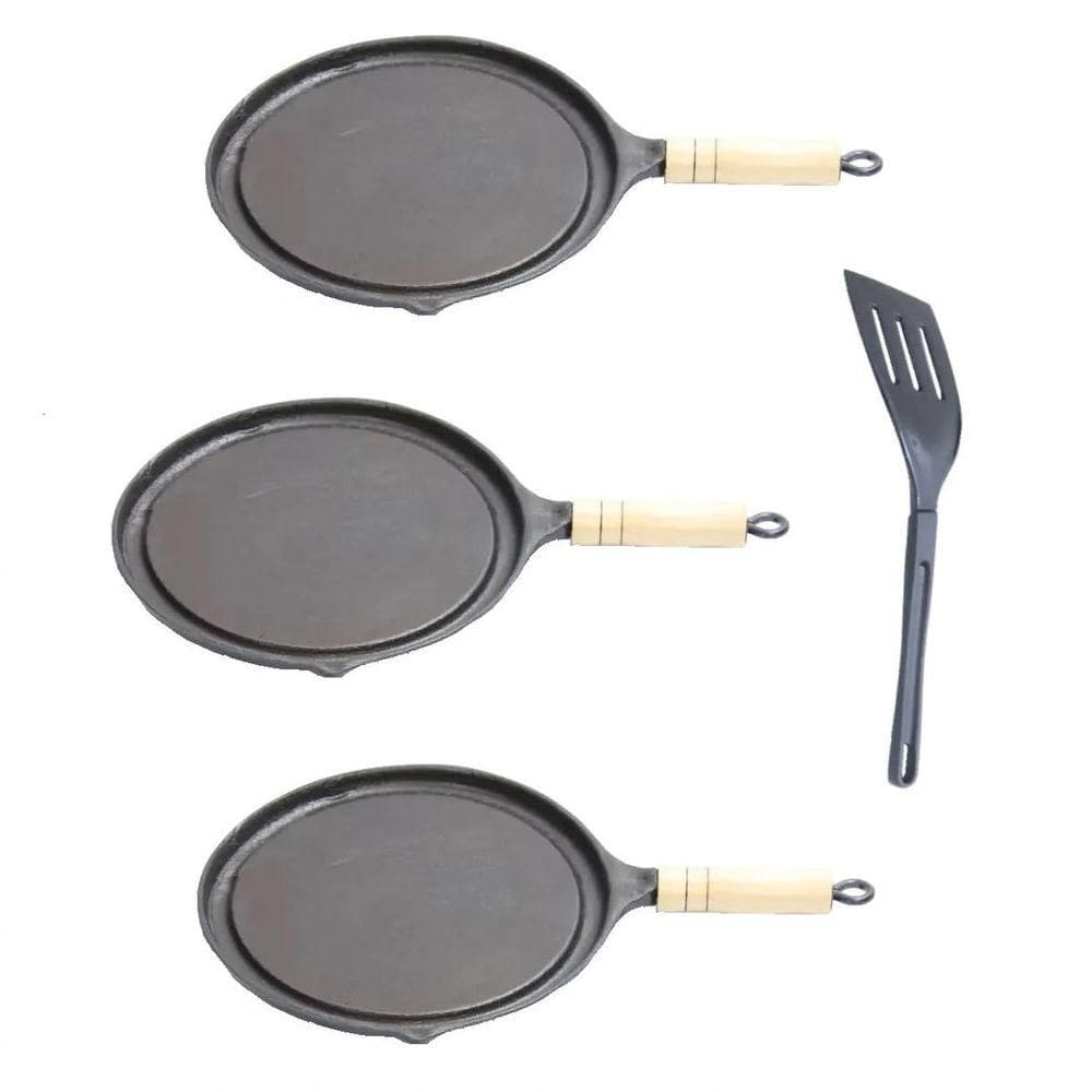 Kit 3 Bifeteiras Antiaderente Redonda Lisa 22Cm Com Espátula