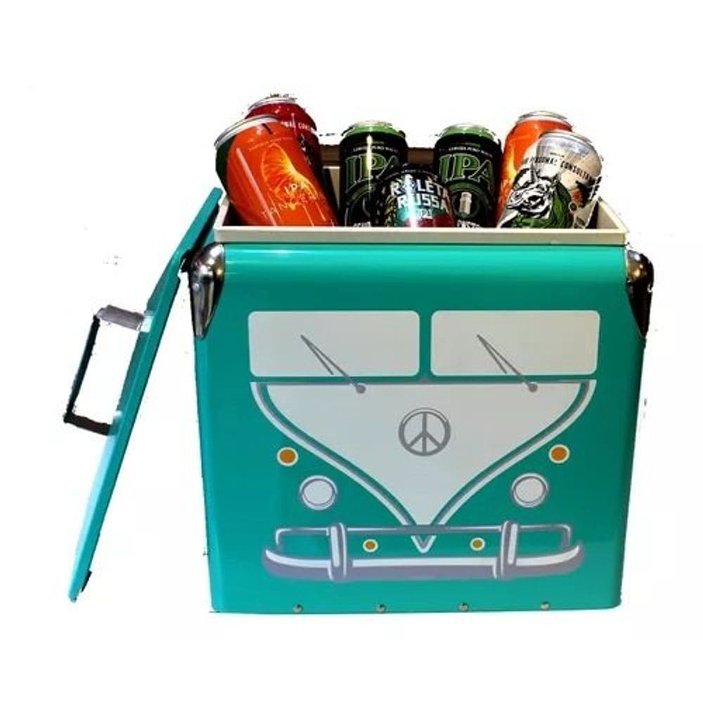 Caixa Térmica Cooler Retrô Kombi 15 Litros Até 12 Latas - Verde