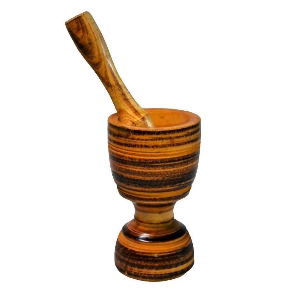 Pilão Socador Em Madeira Culinária Alho Pasta Grão 18x10cm G