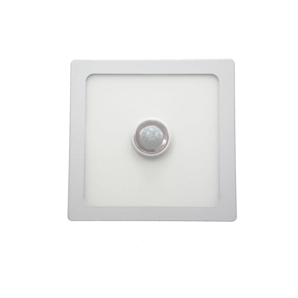 Painel Led Sobrepor 18w Quadrada Branco Quente 3000k Com Sensor De Presença