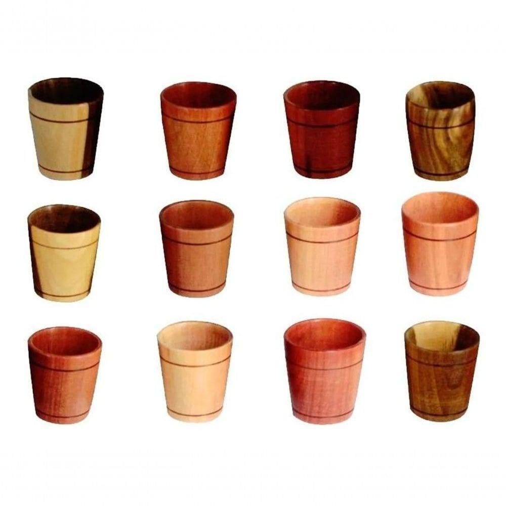 Kit 12 Und Copinho De Pau Madeira 6X4Cm Marrom