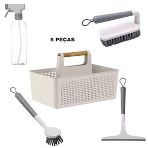 Kit Limpeza Para Lavanderia Multiuso Bege 5 Peças