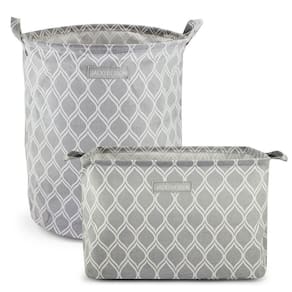 Conjunto De Cesto Para Roupa-brinquedo E Cesto Organizador Retangular Cinza - Listrada