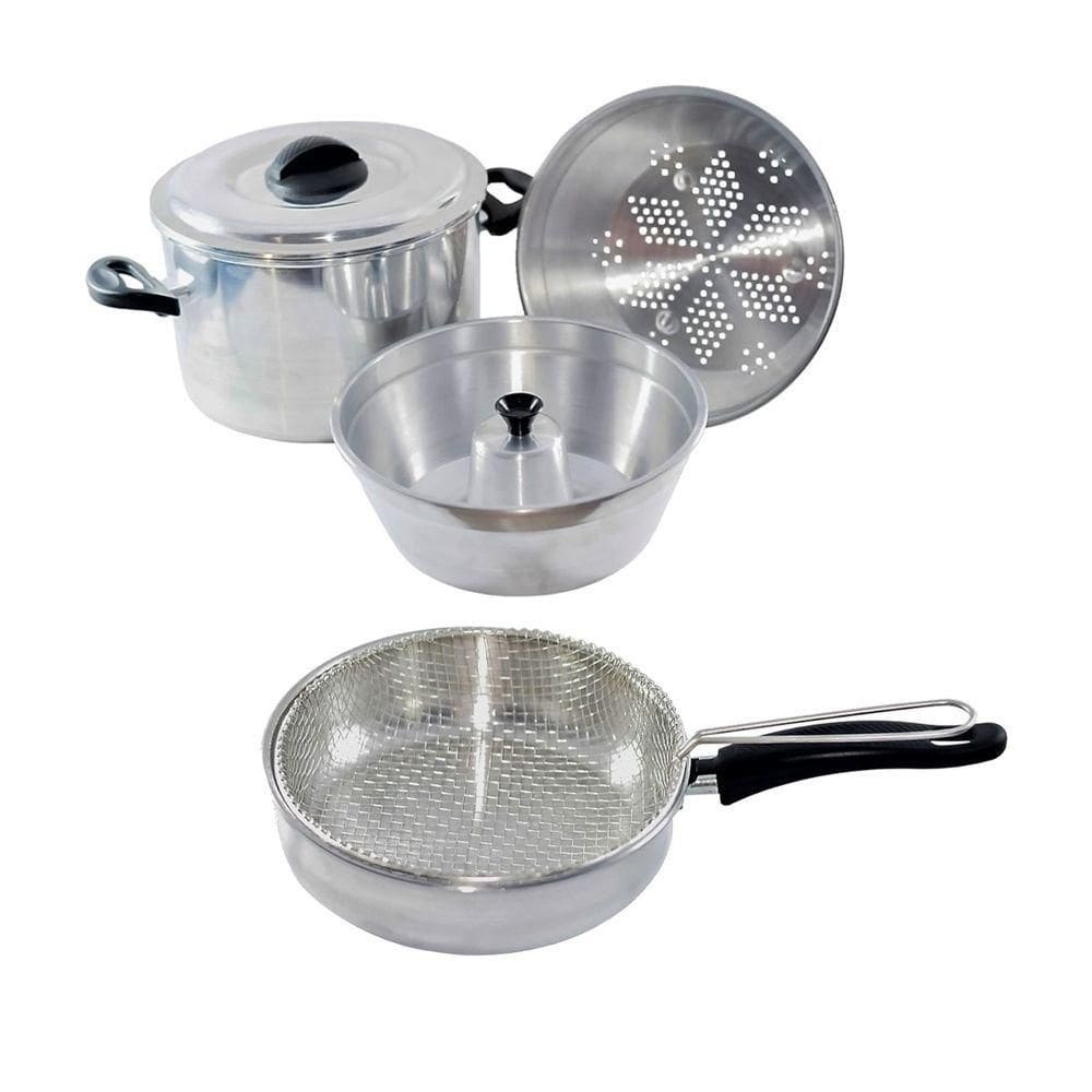 Conjunto Panela A Vapor Banho Maria 4x1 E Frigideira Cesto