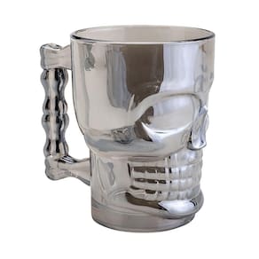 Caneca Para Chopp E Cerveja De Vidro Lyor Caveira Rock Style 510ml Fumê