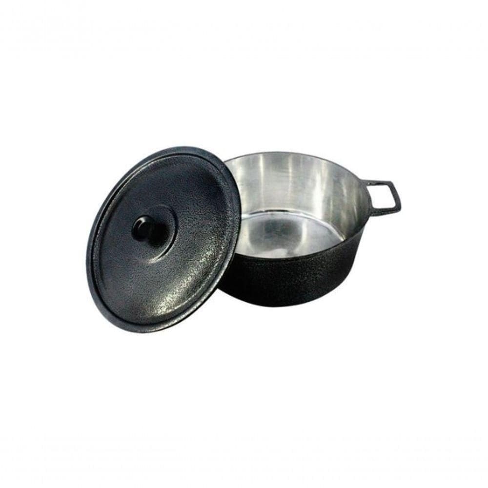 Caçarola Panela Craqueada Alça Alumínio E Tampa 60Cm Preto