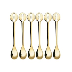 Conjunto De 6 Colheres Café Banhado Ouro 24kl Kiss Bugatti