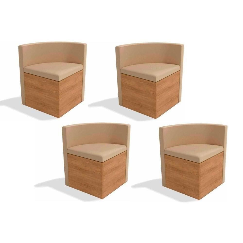 Kit 4 Cadeiras 4cad800 4 Un Freijó Suede Bege
