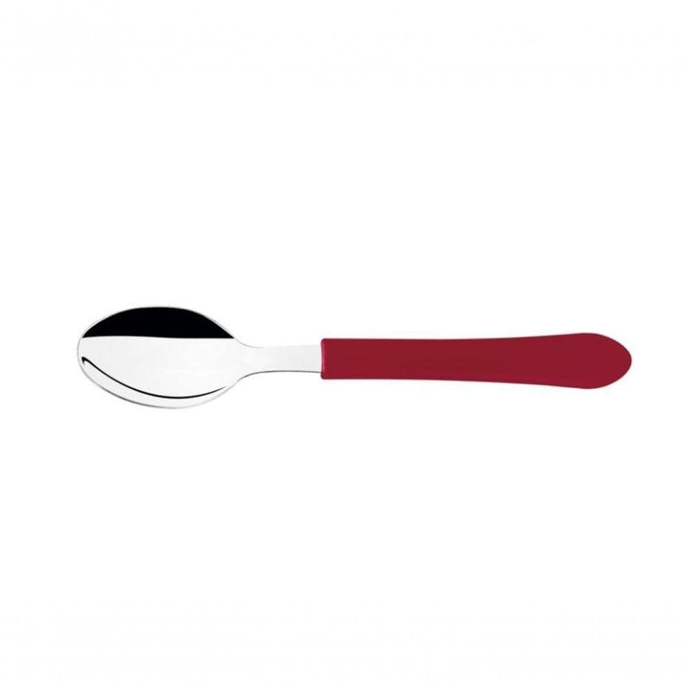 Kit 12 Colher De Chá Leme Inox Vermelho