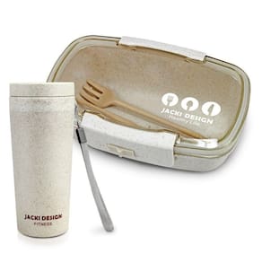 Conjunto Pote Marmita Ecológica 650ml E Copo Com Tampa 300ml Lifestyle Bege