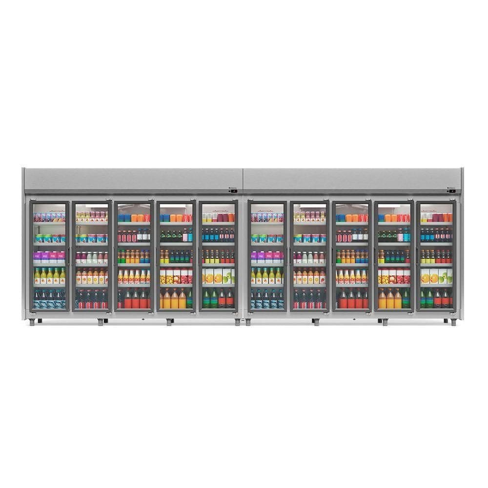 Expositor 10 Portas Geas10p Gelopar Auto Serviço Tipo Inox 4 Prateleiras 220v