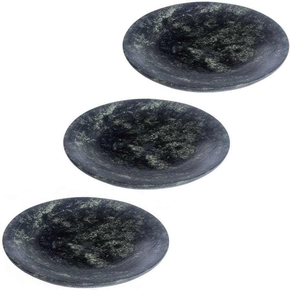 Kit 3 Pratos Rasos De Pedra Sabão 18 Cm