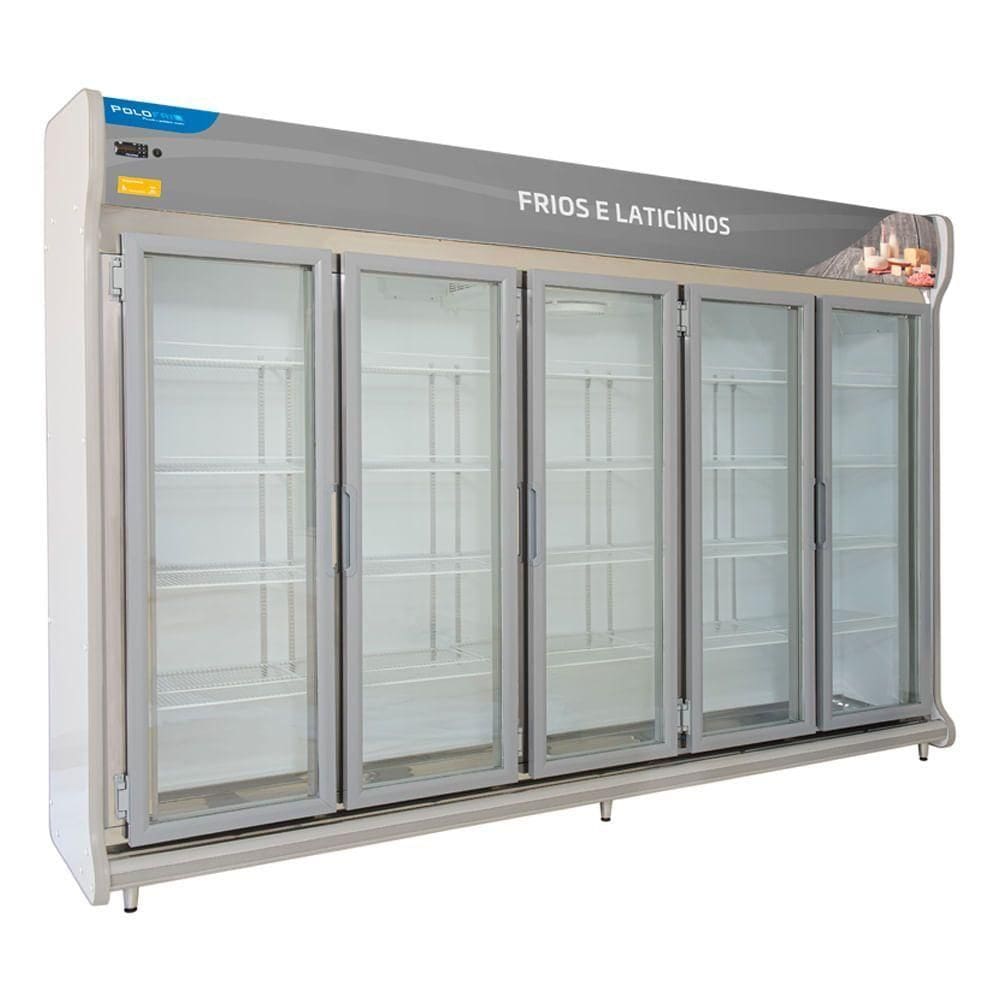 Expositor Frios E Laticínios 5 Portas Polofrio Expositor Europeu Azul 110v