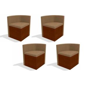 Cadeira Sala de Jantar 4Cad800 Kit 4 Un Walnut Fosco Suede Caramelo