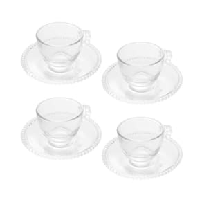 Conjunto Wolff Linha Pearl 4 Xícaras Com Pires De Cristal