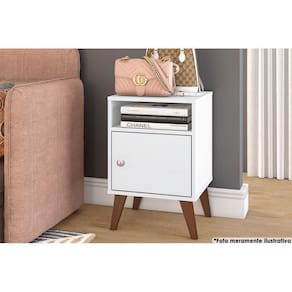 Mesa Lateral P/ Sala Rt3145 C/ 1 Porta Branco - Movelbento