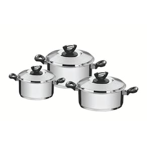 Jogo De Panelas Tramontina Solar Baquelite Em Aço Inox Fundo Triplo 3 Peças
