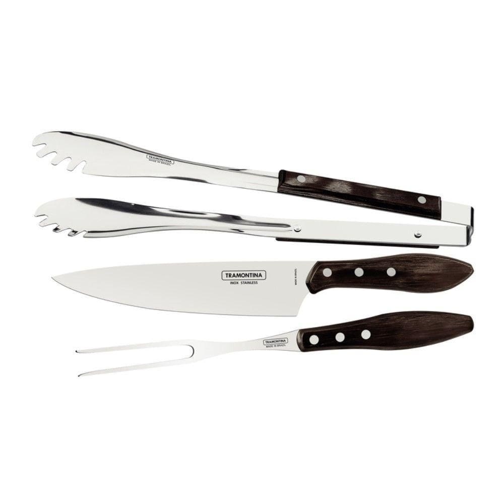 Jogo P/ Churrasco 3pçs Inox Castanho Polywood 21198/961