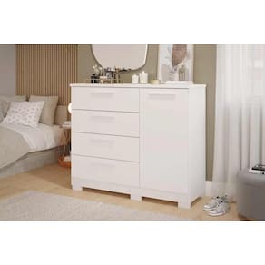 Cômoda Solteiro Malu 1 Porta 4 Gavetas Branco - Panan