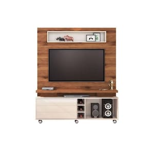 Home Para Tv Quebec Até 60" C- 1 Porta De Correr E 6 Nichos Rústico Terrara-off White