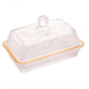 Manteigueira Cristal Fio De Ouro Com Tampa Petra 17cm - Lyor