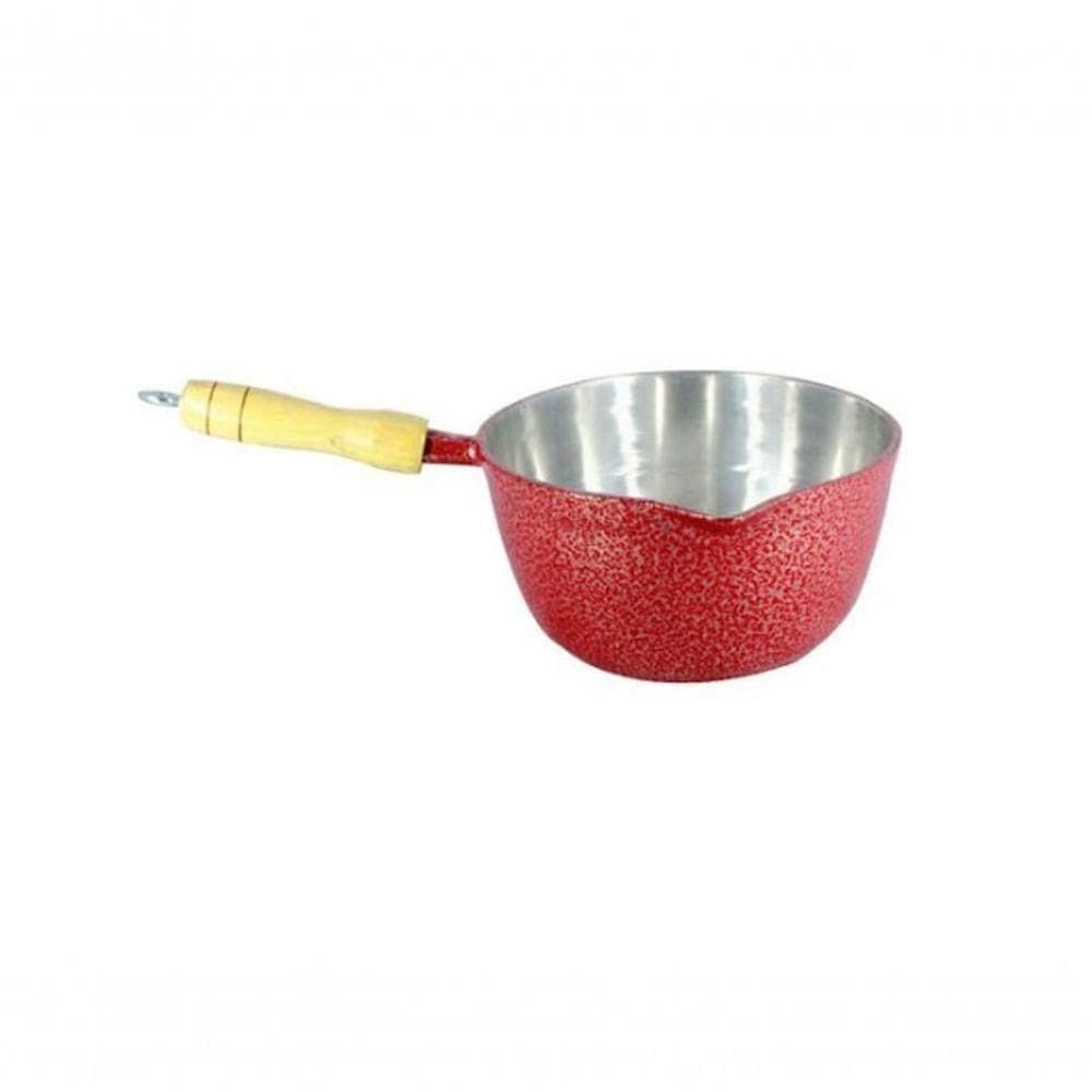 Caçarola Alumínio Craqueada Cabo Madeira 20Cm Vermelho