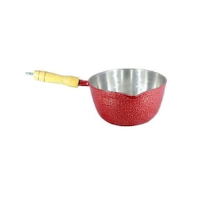Caçarola Alumínio Craqueada Cabo Madeira 14Cm Vermelho