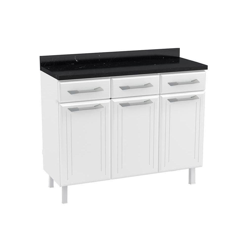 Balcão De Cozinha Topázio 3 Portas E 3 Gavetas C-tampo 105cm Branco - Telasul