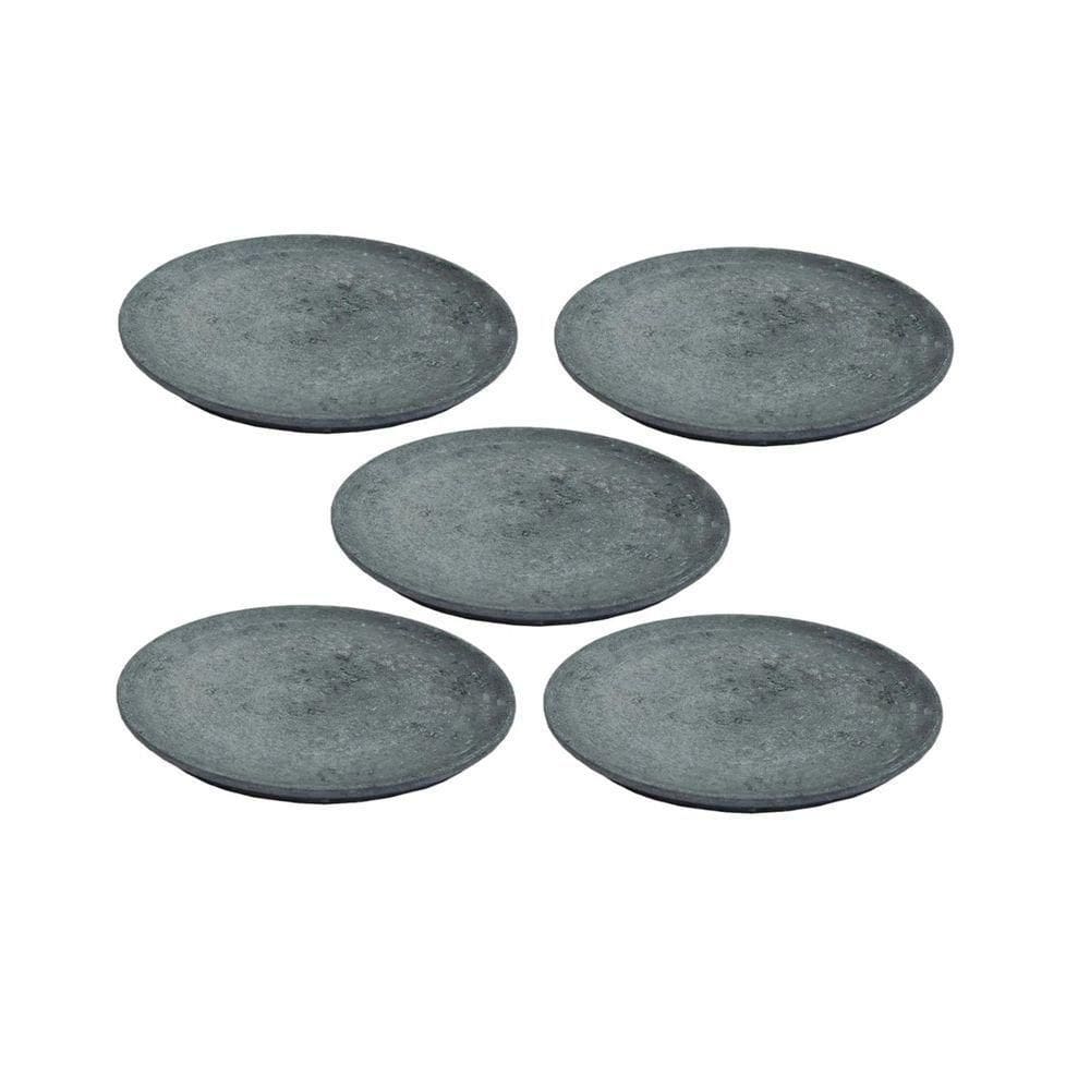 Kit 5 Pratos Raso Redondo Pedra Sabão Sobremesa E Bolos 22Cm