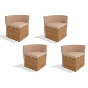 Kit 4 Cadeiras 4cad800 4 Un Freijó Suede Bege Geométrico