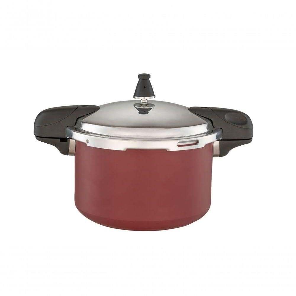 Panela De Pressão Brinox 5,4 L Antiaderente Ceramic Life Pressure Com Indução Vermelho Borgonha Vermelho