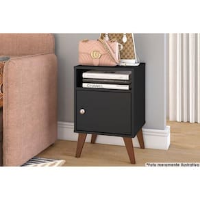 Mesa Lateral P/ Sala Rt3145 C/ 1 Porta Preto - Movelbento