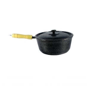 Caçarola Panela De Alumínio Cabo De Madeira 18Cm Preto