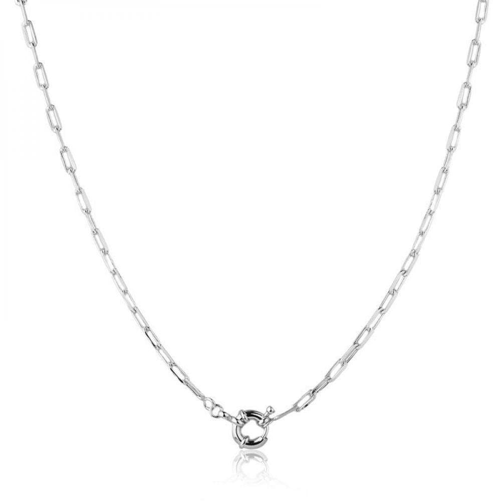 Colar Corrente Cartier com Fecho Boia Ródio Branco