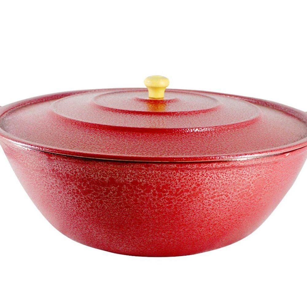 Tacho Restaurante Alça De Alumínio Fundido Craqueado 32Cm Cor Vermelho