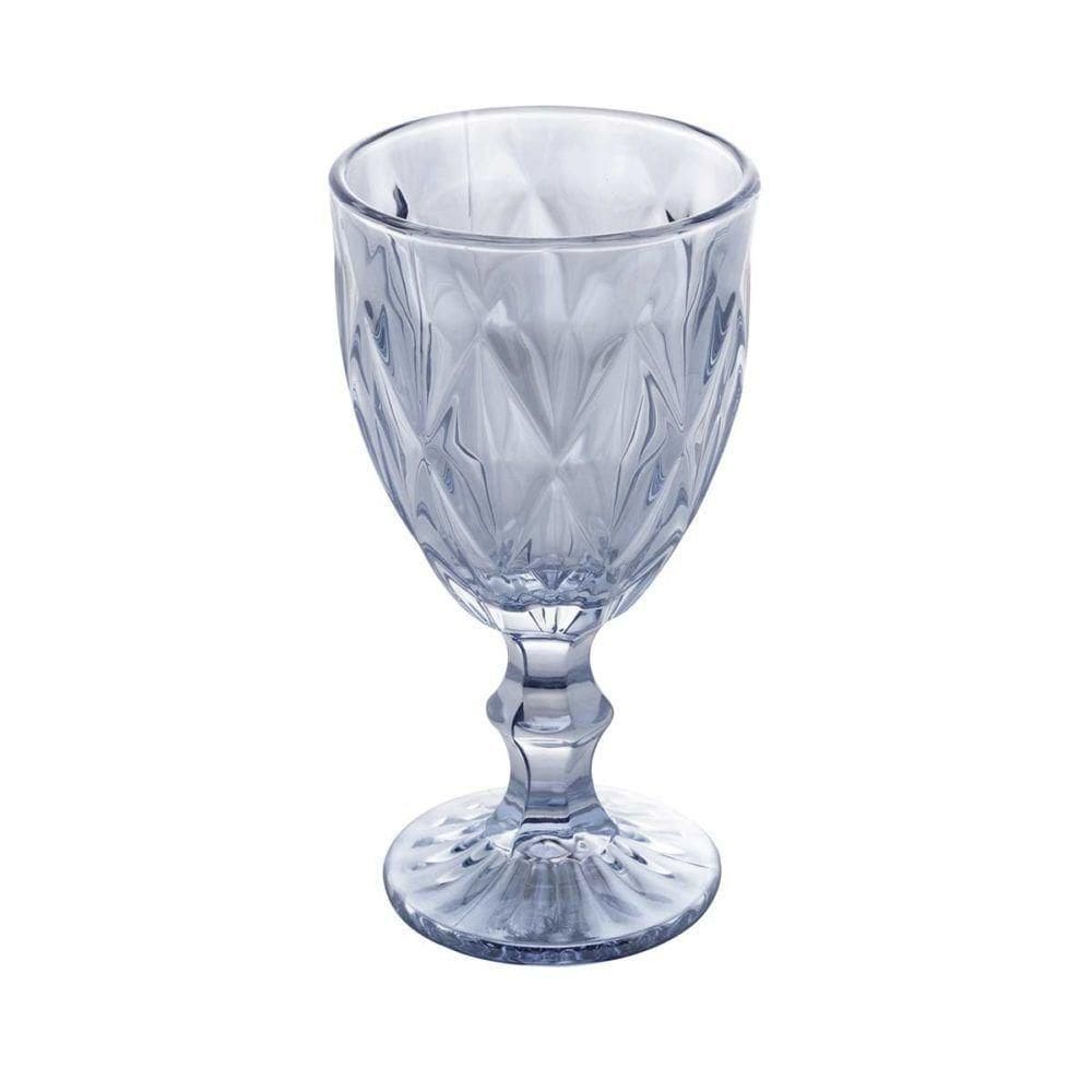 Jogo 2 Taças De Vidro Diamond Diamante Azul Metálico Para água 325ml Lyor