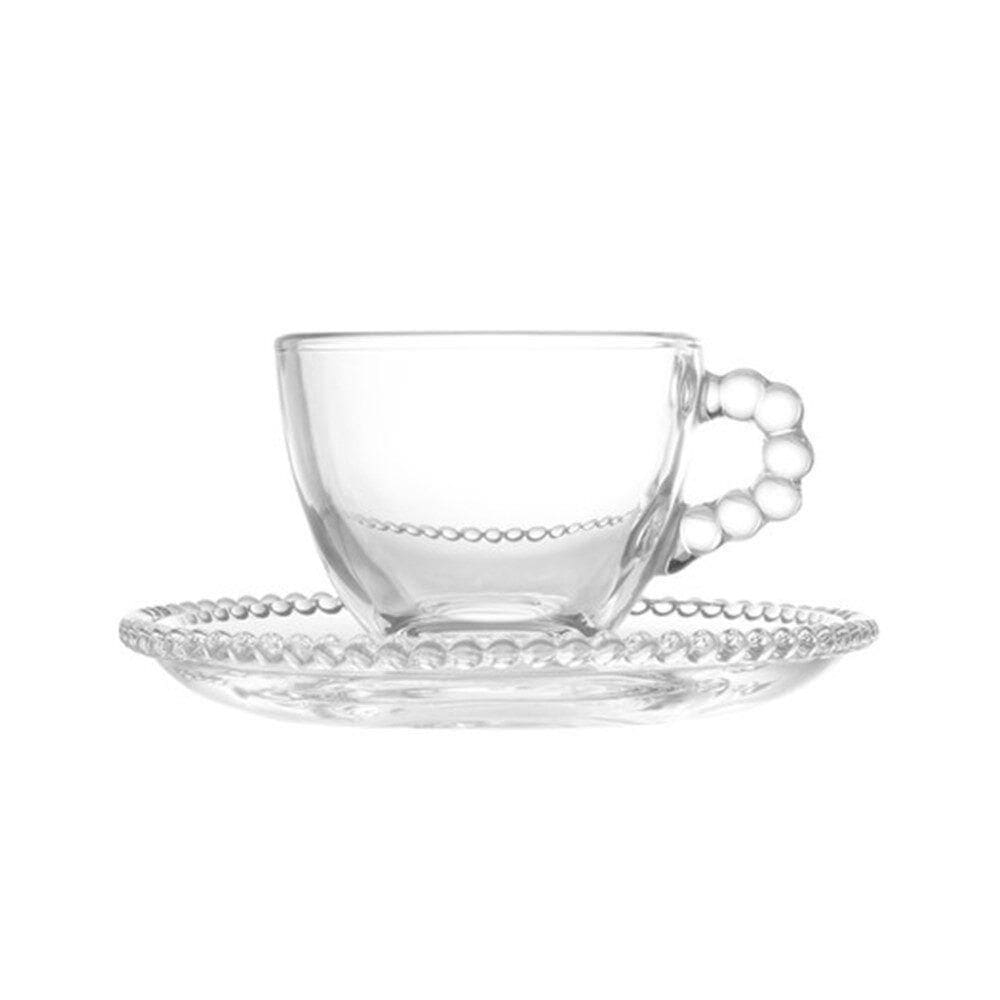 Jogo 6 Xícaras De Café De Com Pires Cristal Pearl Wolff Cor Transparente 90ml
