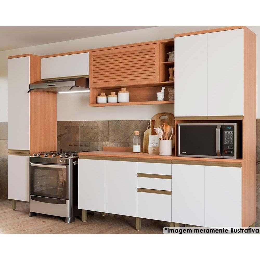 Kit De Cozinha Completa 5 Peças Thela Macadâmia (2aéreos+1balcão+2paneleiros) Czc19 Freijo-branco - Telasul