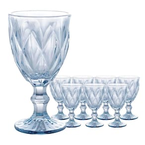 Jogo 8 Taças De Vidro Diamond Diamante Azul Metálico Para água 325ml Lyor