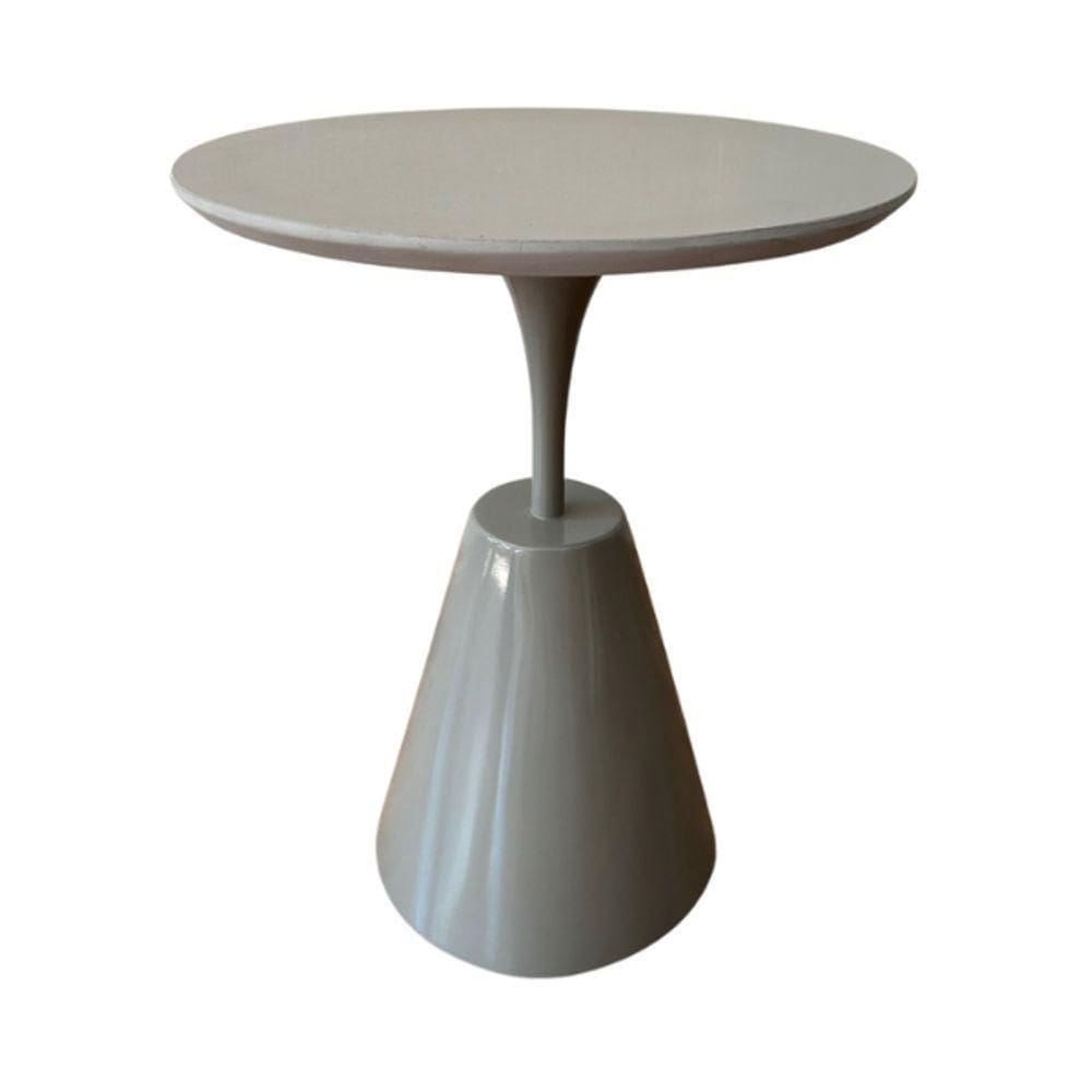 Mesa Lateral Cone Masp Redonda 30 Cm Tampo Cinza Base Cinza Cor Cinza