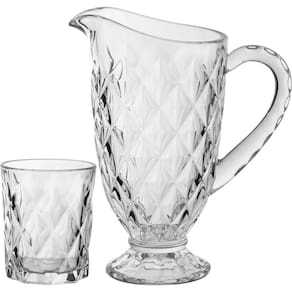 Full Diamond Jg Jarra/Copos 23X20X12Cm 1L/275Ml Cristal Eco Transp 7Pç