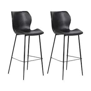 Kit 2 Banquetas Alta Com Encosto Para Bancada Cozinha Penha R02 Pu Preto - Mpozenato