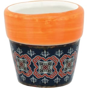 Carriche Cachepô 6X6X6Cm Cerâmica Laranja