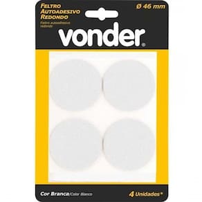Feltro Adesivo Branco Redondo 46mm Com 04 Vonder